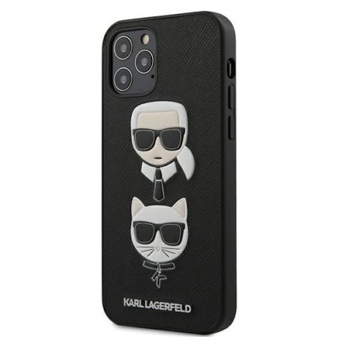 Karl Lagerfeld KLHCP12MSAKICKCBK iPhone 12/12 Pro 6.1" black/black hardcase Saffiano Ikonik Karl&Choupette Head