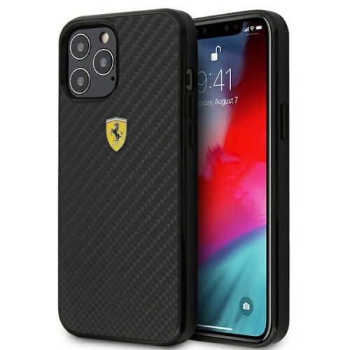 Ferrari FERCAHCP12LBK iPhone 12 Pro Max 6.7" black/black hardcase On Track Real Carbon