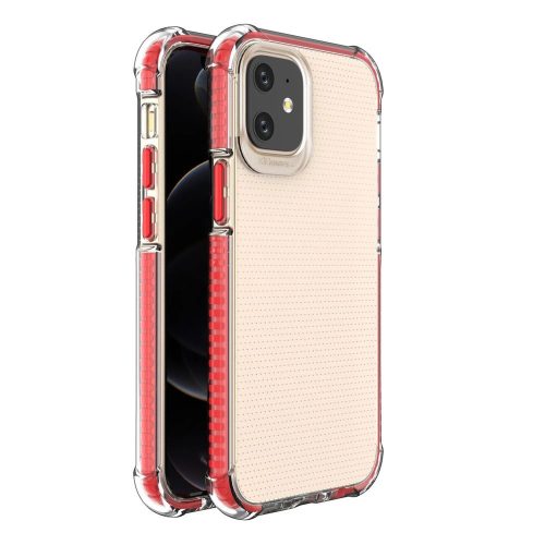 Spring Armor clear TPU gel rugged protective cover with colorful frame for iPhone 12 mini red