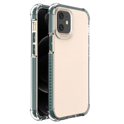 Spring Armor clear TPU gel rugged protective cover with colorful frame for iPhone 12 mini green