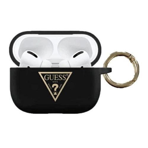 Guess GUACAPLSTLBK AirPods Pro cover black/black Silicone Triangle Logo