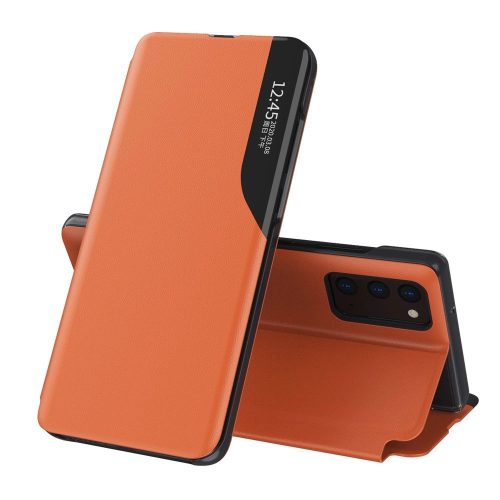 Samsung Galaxy A72 4G Notesz Tok BookCase View Elegant Kitámasztható Narancssárga