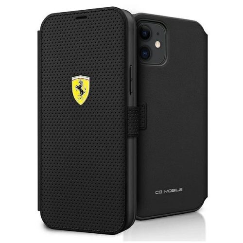 Ferrari FESPEFLBKP12SBK iPhone 12 mini 5.4" black/black book On Track Perforated