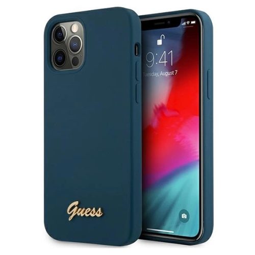 Guess GUHCP12LLSLMGBL iPhone 12 Pro Max 6.7" blue/blue hardcase Metal Logo Script