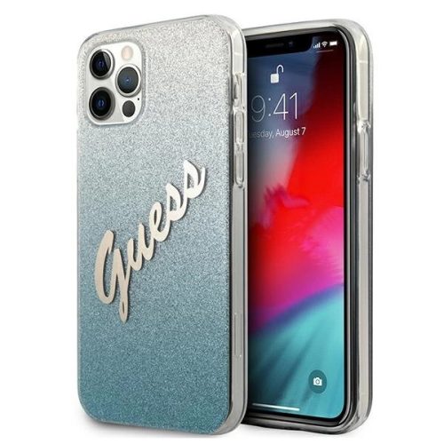 Guess GUHCP12LPCUGLSBL iPhone 12 Pro Max 6.7" blue/blue hardcase Glitter Gradient Script