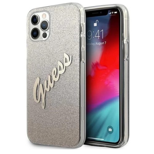 Guess GUHCP12LPCUGLSGO iPhone 12 Pro Max 6.7" gold/gold hardcase Glitter Gradient Script