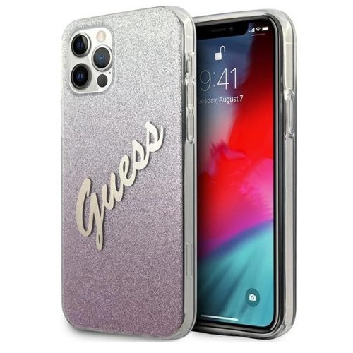 Guess GUHCP12LPCUGLSPI iPhone 12 Pro Max 6.7" pink/pink hardcase Glitter Gradient Script