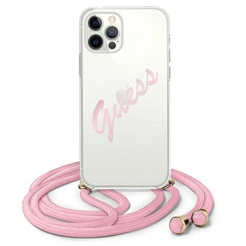 Guess GUHCP12MCRTVSPI iPhone 12/12 Pro 6.1" pink/pink hardcase Script Vintage