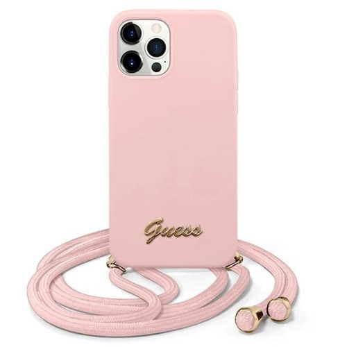 Guess GUHCP12MLSCLMMGLP iPhone 12/12 Pro 6.1" pink/pink hardcase Metal Logo Cord