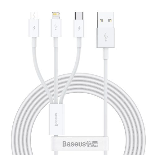 Baseus Superior 3in1 USB Cable - Lightning / USB Type C / Micro USB 3.5 A 1.5 m White (CAMLTYS-02)