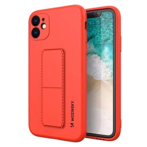 Wozinsky Kickstand Case silicone case with stand for iPhone 12 mini red