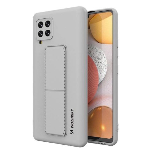 Wozinsky Kickstand Case Silicone Stand Cover for Samsung Galaxy A42 5G Gray