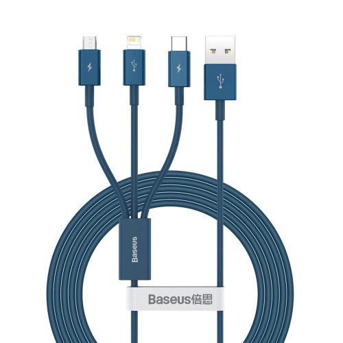 Baseus Superior 3in1 USB cable - Lightning / USB Type C / micro USB 3.5 A 1.5 m blue (CAMLTYS-03)