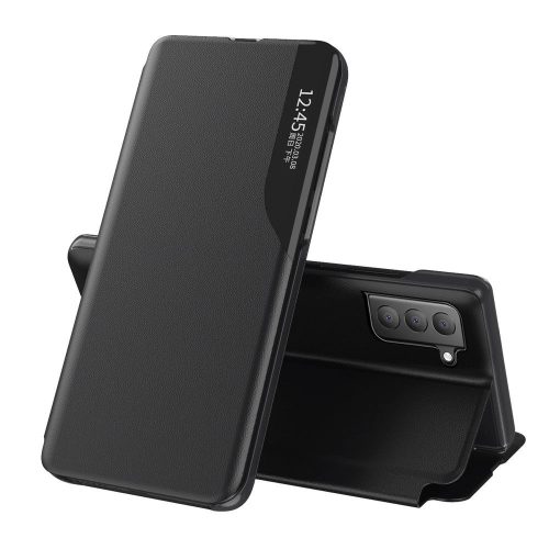 Eco Leather View Case elegant bookcase type case with kickstand for Samsung Galaxy S21 FE black