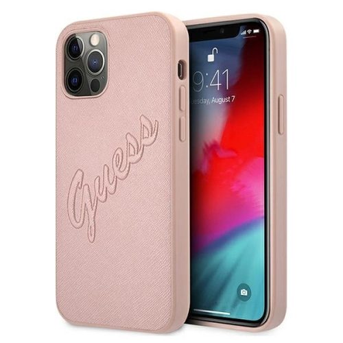 Guess GUHCP12LRSAVSRG iPhone 12 Pro Max 6.7" pink/pink hardcase Saffiano Vintage Script