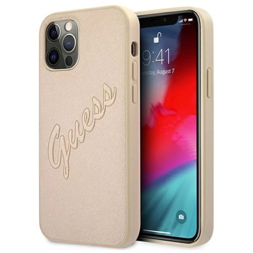 Guess GUHCP12MRSAVSLG iPhone 12/12 Pro 6.1" gold/gold hardcase Saffiano Vintage Script