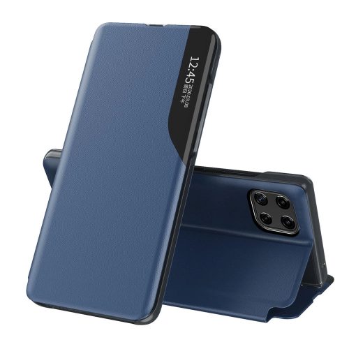 Eco Leather View Case elegant bookcase type case with kickstand for Samsung Galaxy A22 4G blue