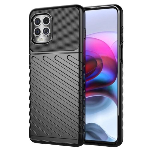 Thunder Szilikon Tok Flexible Tough Rugged Cover TPU Szilikon Tok Motorola Moto G100 / Edge S Fekete