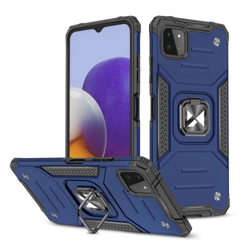 Wozinsky Ring Armor Case Kickstand Tough Rugged Cover for Samsung Galaxy A22 4G blue