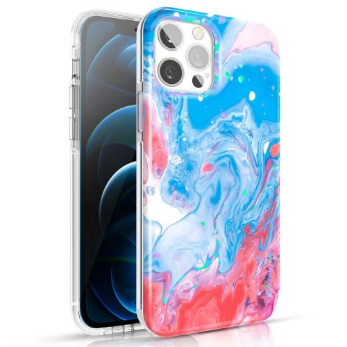 Kingxbar Watercolor Series color case for iPhone 12 Pro Max Blue-pink