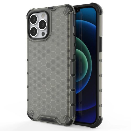iPhone 13 Pro Max Szilikon Tok Ütésállókivitel Honeycomb Armor TPU Fekete