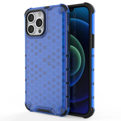 Apple iPhone 13 Pro Max Szilikon Tok Honeycomb Ütésállókivitel TPU Kék