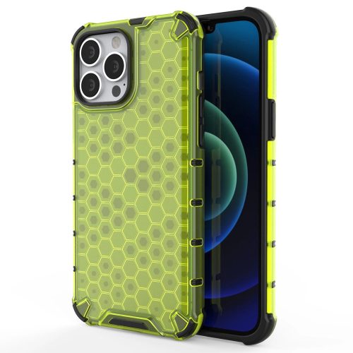 Apple iPhone 13 Pro Max Ütésálló Szilikon Tok Honeycomb TPU Armor Zöld