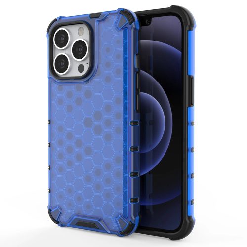 Apple iPhone 13 Pro Ütésálló Szilikon Tok Honeycomb TPU Armor Kék