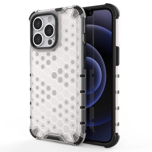 iPhone 13 Pro Szilikon Tok Ütésállókivitel Honeycomb Armor TPU Áttetsző
