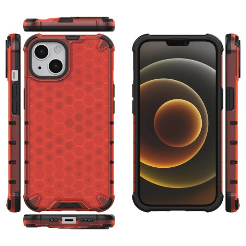 Honeycomb Armor Szilikon Tok TPU Bumper iPhone 13 Piros