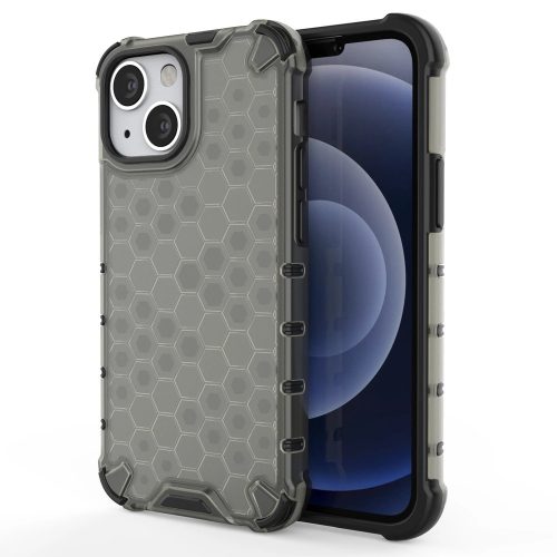 Apple iPhone 13 mini Szilikon Tok Honeycomb Ütésállókivitel TPU Fekete