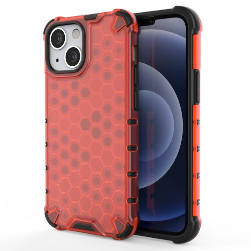 iPhone 13 mini Szilikon Tok Ütésállókivitel Honeycomb Armor TPU Piros