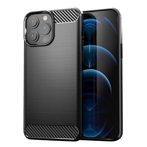 iPhone 13 Pro Max Carbon Szilikon Tok TPU Fekete