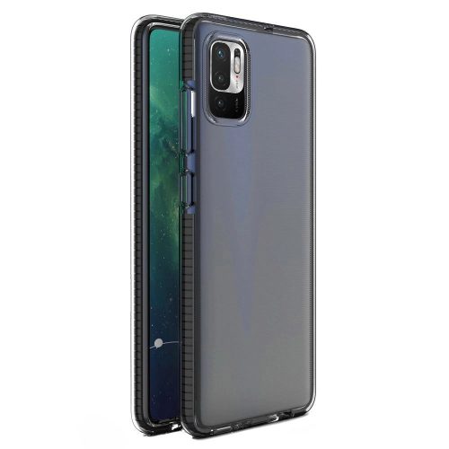 Spring Case clear TPU gel protective cover with colorful frame for Xiaomi Redmi Note 10 5G / Poco M3 Pro black