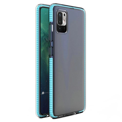 Spring Case clear TPU gel protective cover with colorful frame for Xiaomi Redmi Note 10 5G / Poco M3 Pro light blue