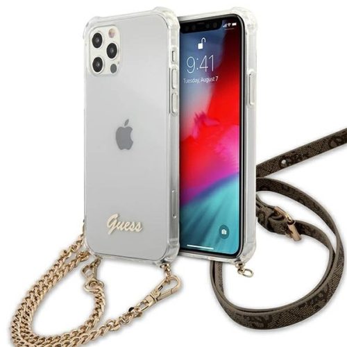 Guess GUHCP12MKC4GSGO iPhone 12/12 Pro 6.1" Transparent hard case 4G Gold Chain