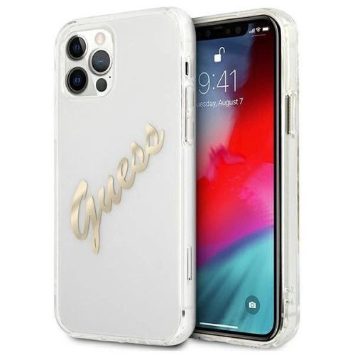 Guess GUHCP12MKTRSVGO iPhone 12/12 Pro 6.1" Transparent hardcase Vintage Script Gold