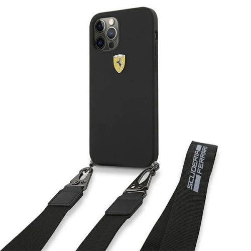 Ferrari FESTRAHCP12MBK iPhone 12/12 Pro 6.1" black/black hardcase On Track Silicone with strap