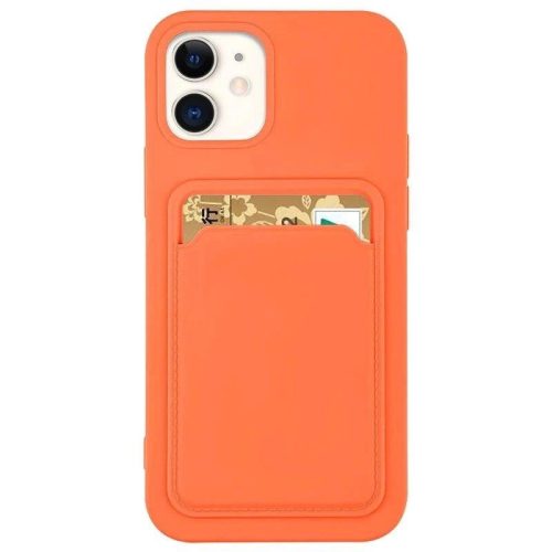 Card Case Silicone Wallet Case with Card Slot Documents for iPhone 13 Pro Orange