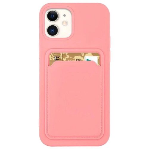 Card Case Silicone Wallet Case With Card Slot Documents For Samsung Galaxy S21 + 5G (S21 Plus 5G) Pink