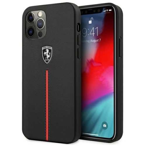 Ferrari FEOMSHCP12LBK iPhone 12 Pro Max black/black hardcase Off Track Leather Nylon Stripe