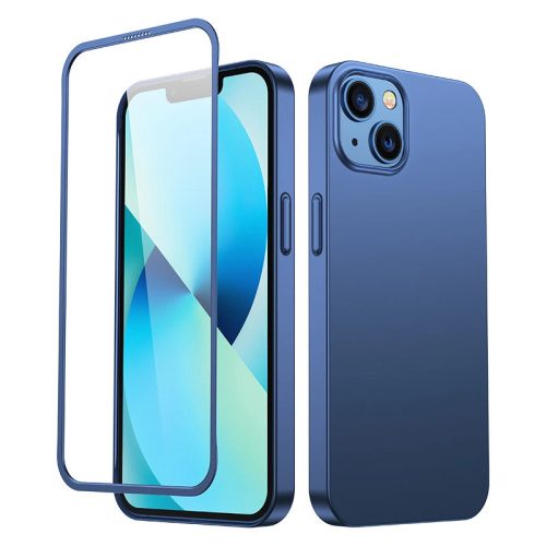 Joyroom 360 Full Case front and back cover for iPhone 13 + tempered glass screen protector blue (JR-BP927 blue)