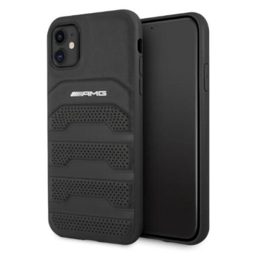 AMG AMHCN61GSEBK iPhone 11 6.1 "black / black hardcase Leather Debossed Lines