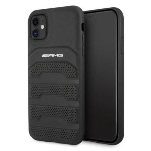 AMG AMHCN61GSEBK iPhone 11 6.1 "black / black hardcase Leather Debossed Lines