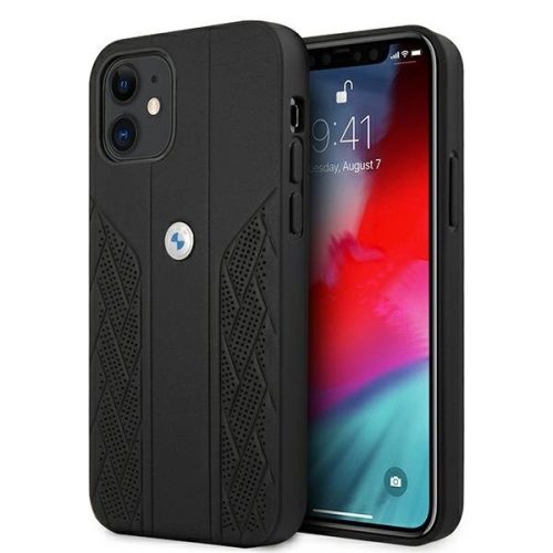 Etui BMW BMHCP12SRSPPK iPhone 12 mini 5,4" czarny/black hardcase Leather Curve Perforate