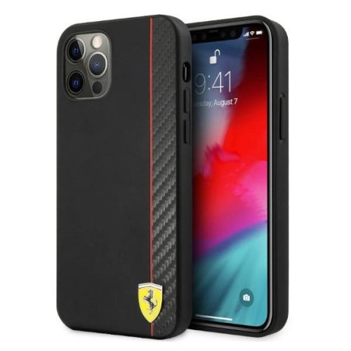 Ferrari FESAXHCP12LBK iPhone 12 Pro Max 6.7" black/black hardcase On Track Carbon Stripe