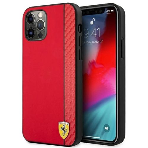 Ferrari FESAXHCP12MRE iPhone 12/12 Pro 6.1" red/red hardcase On Track Carbon Stripe