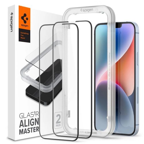 TEMPERED GLASS Spigen ALM GLASS FC 2-PACK IPHONE 13/13 PRO / 14 BLACK