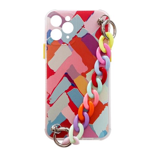 Color Chain Case gel flexible elastic case cover with a chain pendant for iPhone 12 Pro multicolour