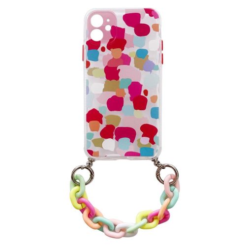 Color Chain Case gel flexible elastic case cover with a chain pendant for iPhone 12 Pro multicolour